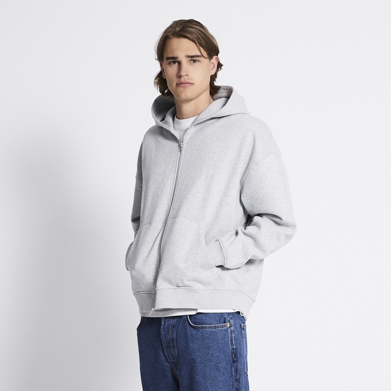 Boxy zip hoodie "Lindon" Grey Melange